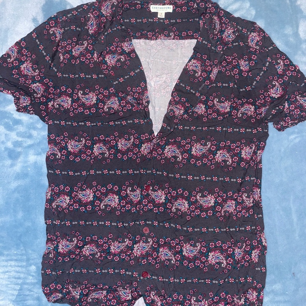 Earthbound Mens S Paisley Button Down Shirt